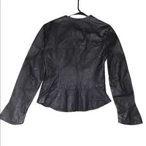 Women black leather jacket